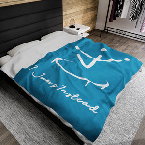 I Jump Instead Plush Blanket - Aquatic Blue w/ White Logo