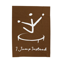 Load image into Gallery viewer, I Jump Instead Plush Blanket - Cocoa Brown w/ White Logo
