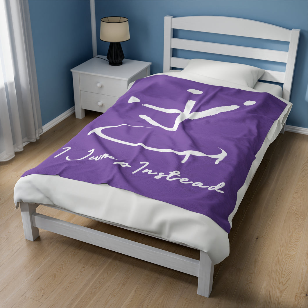 I Jump Instead Plush Blanket - Lavish Purple w/ White Logo