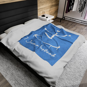 I Jump Instead Plush Blanket - Baby Blue w/ White Logo