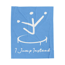 Load image into Gallery viewer, I Jump Instead Plush Blanket - Baby Blue w/ White Logo
