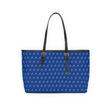 Load image into Gallery viewer, Faux Leather Shoulder Bag - Moody Blue w/ White Logo
