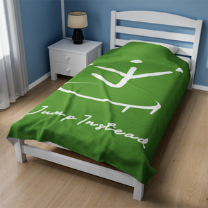 I Jump Instead Plush Blanket - Earthy Green w/ White Logo