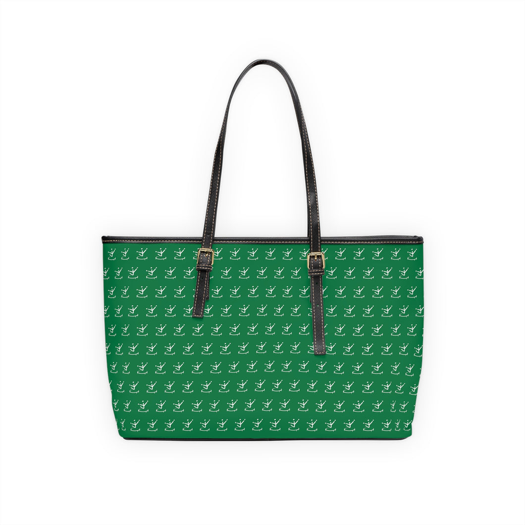 Faux Leather Shoulder Bag - Evergreen w/ White Logo