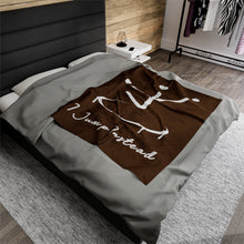 Load image into Gallery viewer, I Jump Instead Plush Blanket - Cocoa Brown w/ White Logo
