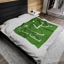 Load image into Gallery viewer, I Jump Instead Plush Blanket - Earthy Green w/ White Logo
