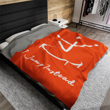 Load image into Gallery viewer, I Jump Instead Plush Blanket - Juicy Orange w/ White Logo
