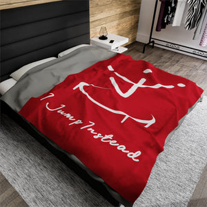 I Jump Instead Plush Blanket - Crimson Red w/ White Logo