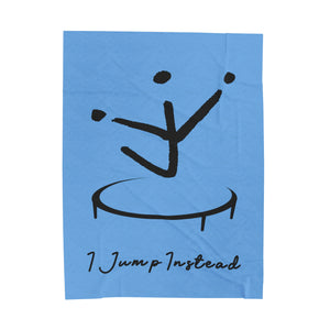 I Jump Instead Plush Blanket - Baby Blue w/ Black Logo