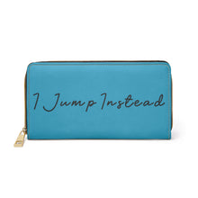 Load image into Gallery viewer, I Jump Instead Trophy Wallet - Aquatic Blue w/ Black Logo
