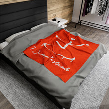 Load image into Gallery viewer, I Jump Instead Plush Blanket - Juicy Orange w/ White Logo
