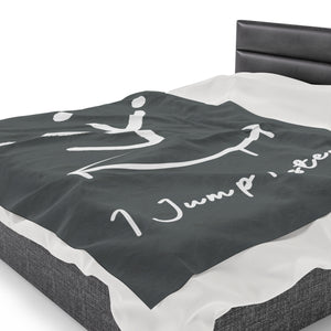 I Jump Instead Plush Blanket - Stormy Grey w/ White Logo