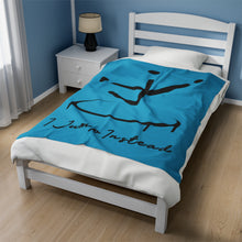 Load image into Gallery viewer, I Jump Instead Plush Blanket - Aquatic Blue w/ Black Logo
