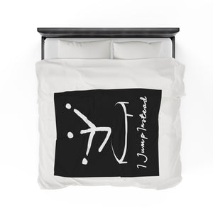 I Jump Instead Plush Blanket - Modern Black w/ White Logo