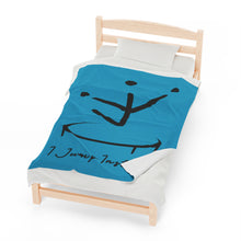 Load image into Gallery viewer, I Jump Instead Plush Blanket - Aquatic Blue w/ Black Logo
