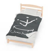 Load image into Gallery viewer, I Jump Instead Plush Blanket - Stormy Grey w/ White Logo
