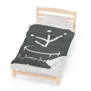 I Jump Instead Plush Blanket - Stormy Grey w/ White Logo