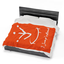 Load image into Gallery viewer, I Jump Instead Plush Blanket - Juicy Orange w/ White Logo
