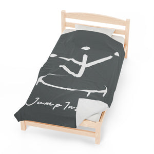 I Jump Instead Plush Blanket - Stormy Grey w/ White Logo