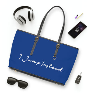 Faux Leather Shoulder Bag - Moody Blue w/ White Logo