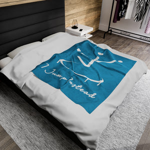 I Jump Instead Plush Blanket - Aquatic Blue w/ White Logo