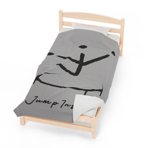 I Jump Instead Plush Blanket - Airy Grey w/ Black Logo