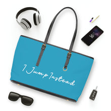 Load image into Gallery viewer, Faux Leather Shoulder Bag - Aquatic Blue w/ White Logo
