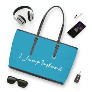 Faux Leather Shoulder Bag - Aquatic Blue w/ White Logo