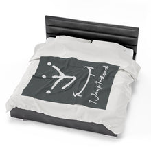 Load image into Gallery viewer, I Jump Instead Plush Blanket - Stormy Grey w/ White Logo
