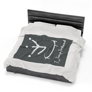 I Jump Instead Plush Blanket - Stormy Grey w/ White Logo