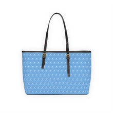 Load image into Gallery viewer, Faux Leather Shoulder Bag - Baby Blue w/ White Logo
