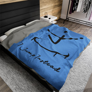 I Jump Instead Plush Blanket - Baby Blue w/ Black Logo