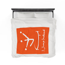 Load image into Gallery viewer, I Jump Instead Plush Blanket - Juicy Orange w/ White Logo
