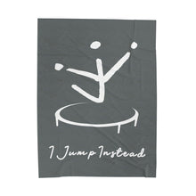 Load image into Gallery viewer, I Jump Instead Plush Blanket - Stormy Grey w/ White Logo
