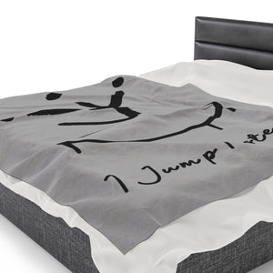 I Jump Instead Plush Blanket - Airy Grey w/ Black Logo