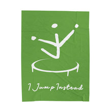 Load image into Gallery viewer, I Jump Instead Plush Blanket - Earthy Green w/ White Logo
