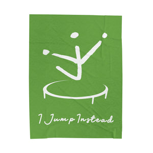 I Jump Instead Plush Blanket - Earthy Green w/ White Logo