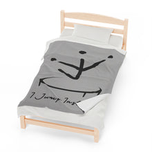 Load image into Gallery viewer, I Jump Instead Plush Blanket - Airy Grey w/ Black Logo
