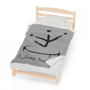 I Jump Instead Plush Blanket - Airy Grey w/ Black Logo