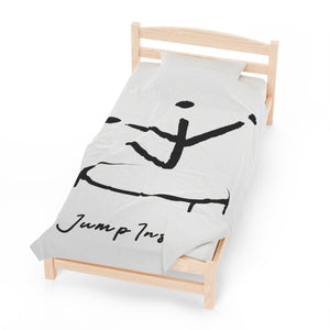 I Jump Instead Plush Blanket - Crispy White w/ Black Logo