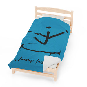 I Jump Instead Plush Blanket - Aquatic Blue w/ Black Logo