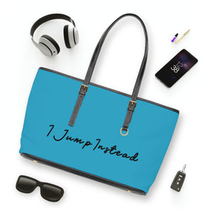 Faux Leather Shoulder Bag - Aquatic Blue w/ Black Logo