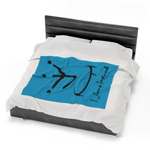 I Jump Instead Plush Blanket - Aquatic Blue w/ Black Logo