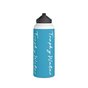 I Jump Instead Stainless Steel Water Bottle - Aquatic Blue w/ White Logo