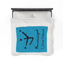 Load image into Gallery viewer, I Jump Instead Plush Blanket - Aquatic Blue w/ Black Logo
