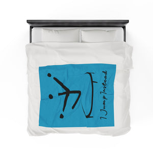 I Jump Instead Plush Blanket - Aquatic Blue w/ Black Logo