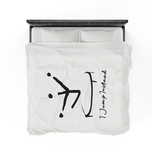 I Jump Instead Plush Blanket - Crispy White w/ Black Logo