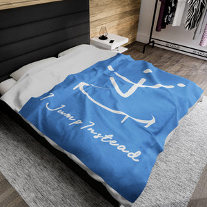 I Jump Instead Plush Blanket - Baby Blue w/ White Logo