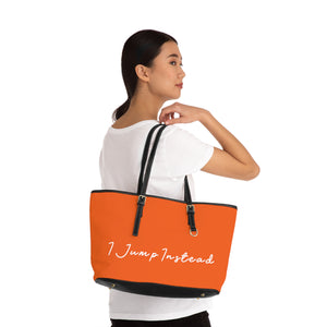 Faux Leather Shoulder Bag - Juicy Orange w/ White Logo