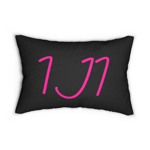 I Jump Instead Lumbar Pillow - Black w/ Pink Logo